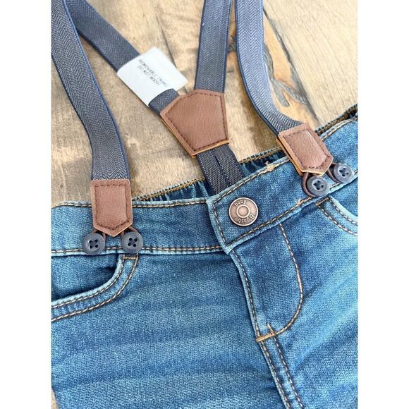 Baby B'Gosh Knit Denim Jeans with Suspenders - Size 3 months - Picture 2 of 5